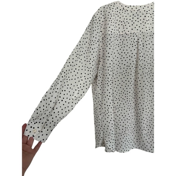 Talbots White Button Up Blouse with Polka Dots Size 1X Petite - Picture 3 of 5